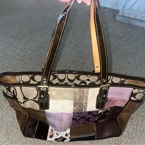 Coach Patchwork Tote Bag - Brown and Tan
